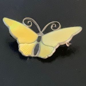 Vintage Silver & Yellow Enamel Butterfly by David Andersen